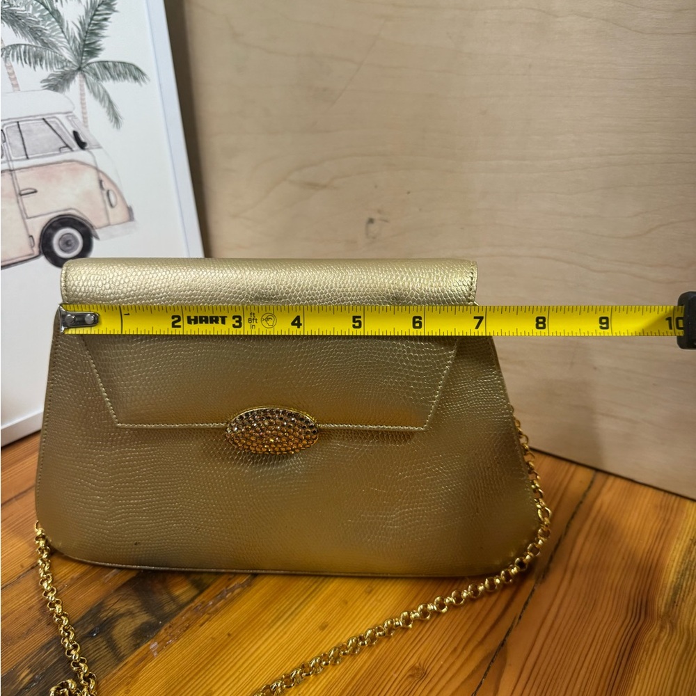 Landau vintage Gold Metallic Chain crossbody Clutch - Picture 10 of 12